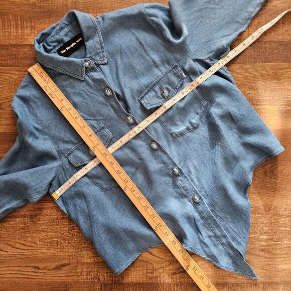 The Kooples Lyocell Western Turquoise Button Down Shirt, 2 (XS), Blue - Picture 5 of 11